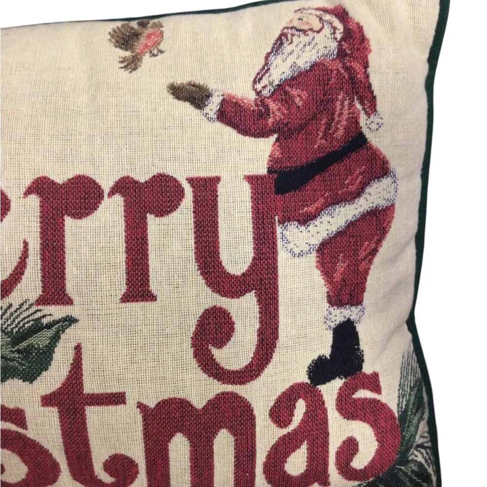 Riverdale Merry Christmas Pillow Needlepoint Tapestry Throw Decor Holiday